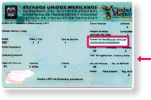 Ejemplo de tarjeta de circulación con NIV